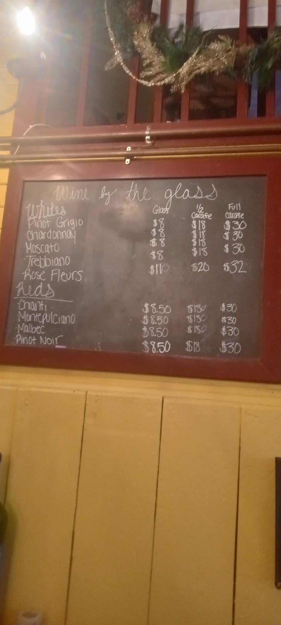 Restaurant menu with appetizers and specialties.